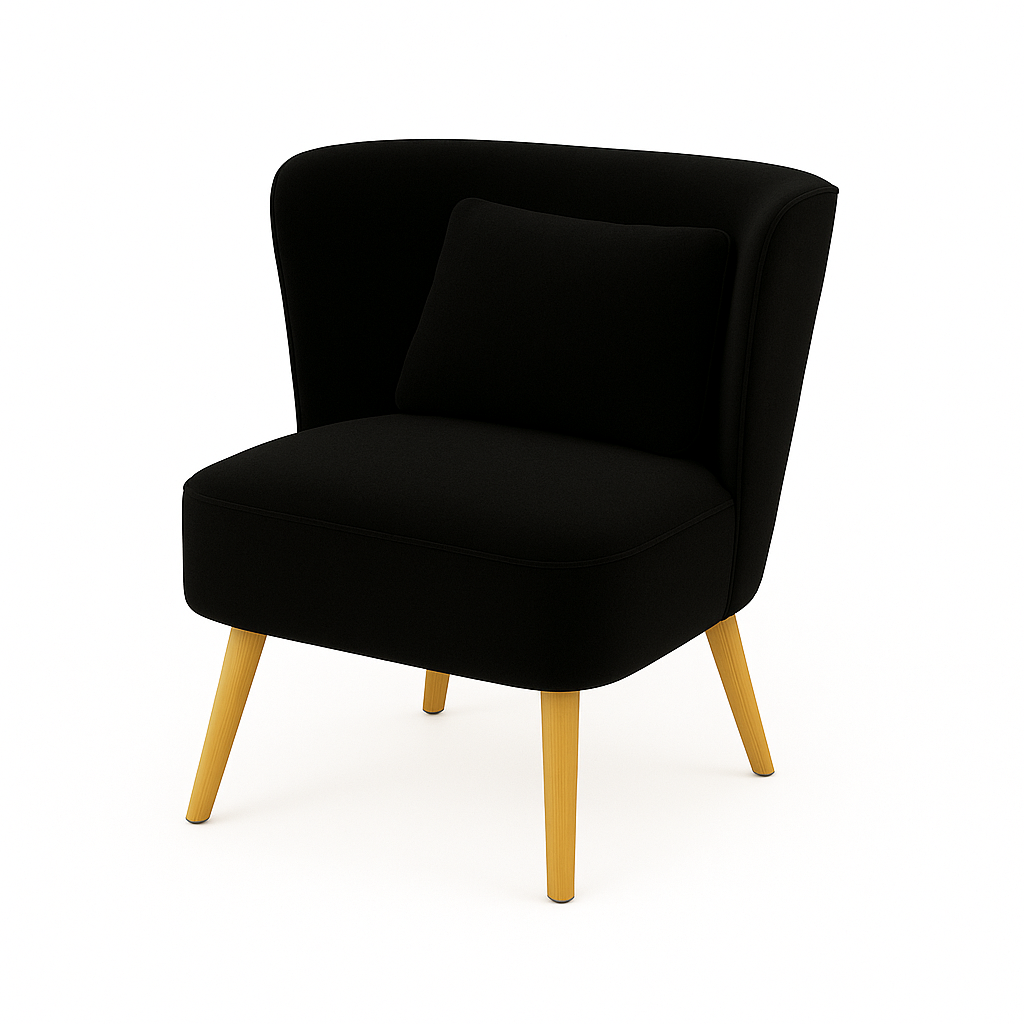 Fotoliu catifea NEAGRA model INA